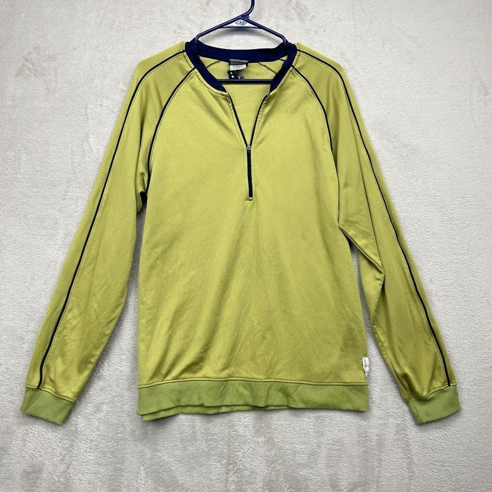 New Balance Womens Green Blue Half Zip Pullover Running Track Jacket Sz Large L